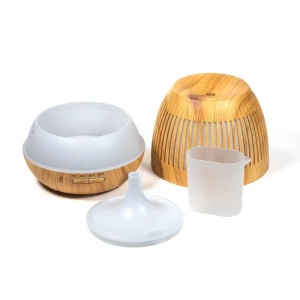 Umidificator difuzor aromaterapie cu uleiuri esentiale 400ml, LED 7 culori, timer, ultrasunete, de culoarea lemnului - Img 4
