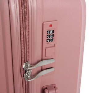 Valiza Troler cu Dungi Reliefate, 3 manere si 4 roti rotative, capacitate 25 kg, 87L, 48x28.5x75.5 cm, roz - Img 8
