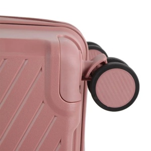 Valiza - Troler, Model cu dungi reliefate, Capacitate 33L, Culoare roz - Img 7