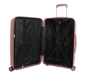 Valiza - Troler, Model cu dungi reliefate, Capacitate 58L, Roz - Img 6