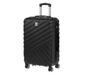 Valiza - Troler, Model cu dungi reliefate, Capacitate 60L, Negru