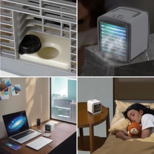 Ventilator portabil tip Air Cooler cu pulverizare, 2 viteze, Alimentare USB, Functionare silentioasa - Img 2