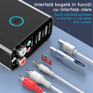 Adaptor 2 in 1 Audio Bluetooth, Receptor si Emitator, BT 5.0, USB Play, RCA, Redare U Disk/Card - Img 3