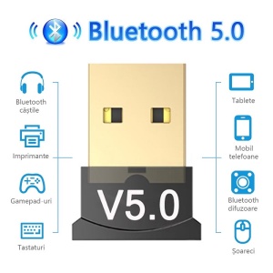 Adaptor Dispozitiv USB Bluetooth 5.0 pentru PC/Laptop - Img 2