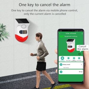 Alarma cu detector de miscare PIR, Incarcare solara sau USB, Protectie IP65, Telecomanda - Img 12