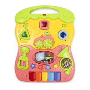 Antemergator cu activitati 2 in 1, pentru copii 1 an+, cu sunete si lumini, 37x40x42 cm, albastru-verde/roz-verde - Img 6