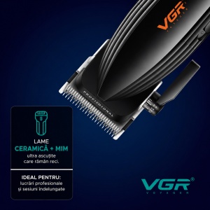 Aparat de tuns Profesional VGR V-889C, Motor 9000 RPM, Acumulator 2500 mAh, Lame Ceramice + DLC, Ecran LED, Autonomie 180 Minute - Img 5