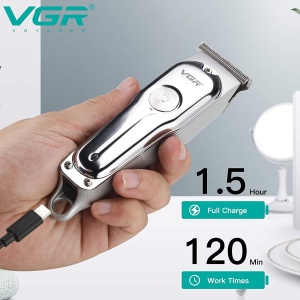 Aparat de tuns VGR V-071, 5W, 3 Distantiere, Incarcare USB, Acumulator 600mAh, Argintiu - Img 3
