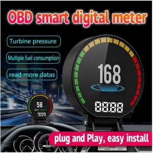 Aparat diagnosticare si afisaj informatii bord pe parbriz, digital OBD2 de tip HUD, cu alarme, negru - Img 3