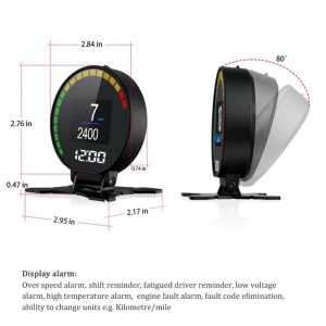 Aparat diagnosticare si afisaj informatii bord pe parbriz, digital OBD2 de tip HUD, cu alarme, negru - Img 5