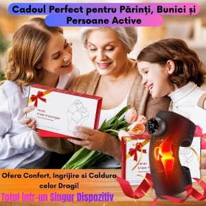 Aparat Masaj Genunchi, Cot și Umăr 3-în-1, cu Încălzire 45–65°C, Vibrații, Compresie, Wireless, USB-C, Control Tactil, Gri - Img 4