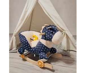 Balansoar pentru Copii 6 luni+, Calut din Plus, Structura din Lemn, 4 Kg, Bleumarin cu Buline - Img 3