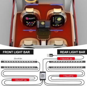 Banda LED auto cu control din aplicatie, culori RGB, lumini ambientale in interiorul masinii - Img 8