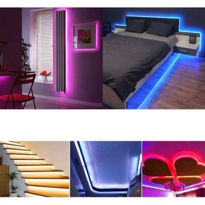 Banda led multicolor, Autocolanta, Telecomanda, Lungime 3m - Img 2