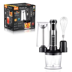 Blender RAF R3010, 4 in 1, 1600W, cu recipient de 500ml, de 600 ml si tel, lame din otel, 41 cm, negru-argintiu - Img 2