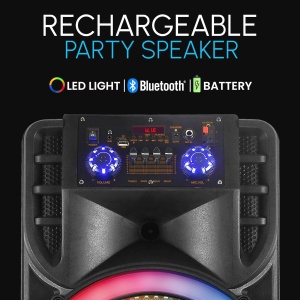 Boxa Portabila cu 2 Difuzoare x 12", Bluetooth, 80W, Super Bass, Microfon, Telecomanda, 6000 mAh, RGB, Negru - Img 7