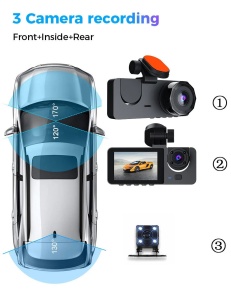 Camera auto tripla DVR , full HD, Ecran IPS 2.35" inch, Senzor de miscare, G-senzor - Img 9