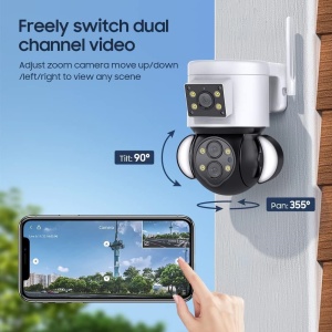 Camera de supraveghere 4K HD SX921, 10X Zoom, 4MP, senzor de miscare, IP65, alb cu negru - Img 4