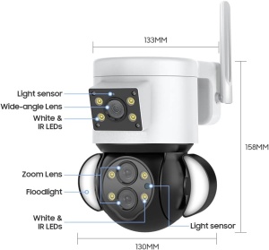 Camera de supraveghere 4K HD SX921, 10X Zoom, 4MP, senzor de miscare, IP65, alb cu negru - Img 12