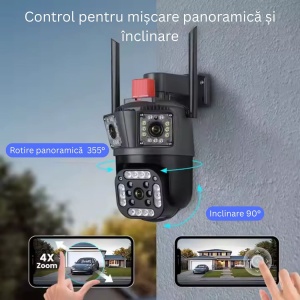 Camera de supraveghere 9MP Ultra HD - Conectivitate WIFI - 2 Lentile - PTZ Rotativ - Ultra HD - Img 11