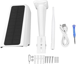 Camera de supraveghere wireless 2.4G WiFi, cu incarcare solara, PIR, acumulator, IP67, pentru exterior, alb - Img 5