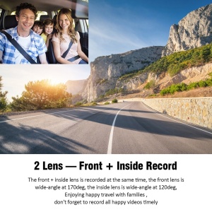 Camera tripla auto DVR, Full HD 1080p, display 4 inchi, unghi de 170° - Img 4