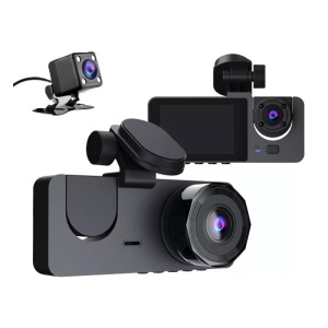 Camera tripla auto DVR slim, ecran LCD 2 inchi, Full HD, 3 lentile, 2 fata si 1 spate, senzor G, negru - Img 7
