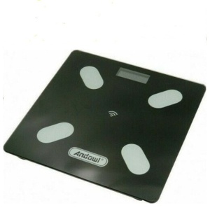 Cantar corporal inteligent, cu functie BMI, Bluetooth, cu afisaj LCD, din Sticla, control din telefon - Img 1