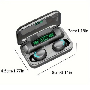 Casti Bluetooth EarBuds, TWS F9, Wireless, Afisaj LED, Control Touch, Functie Reducere Zgomot si Power Bank, Negru - Img 10
