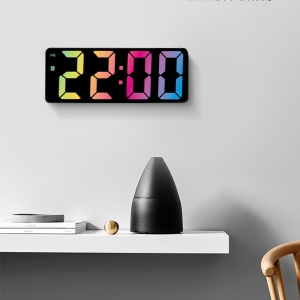 Ceas electronic LED cu afisaj RGB, Termometru si Alarma, Negru/Alb - Img 7
