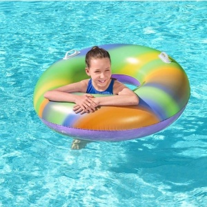 Colac Gonflabil Rainbow cu Manere, Bestway, Ø119 cm, multicolor - Img 2