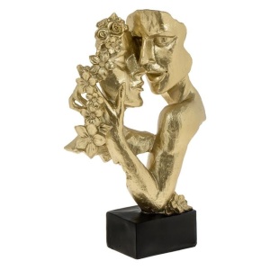 Decoratiune cu model - indragostiti, din metal si polirasina, Dimensiune 19x9x30cm, Auriu