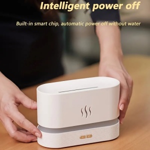 Difuzor Aromaterapie si Umidificator cu Efect Flacara si Ultrasunete, 3 in 1, 180ml, LED, 10.1x17.1x7.5cm, Alb/Negru - Img 4