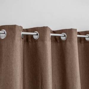 Draperie decorativa cu grad scazut de umbrire, Inele si banda pentru carlige, Dimensiune 140x260 cm, Maro