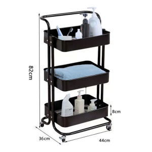 Etajera de bucatarie metalica cu 3 nivele, Dimensiune 44x36x82 cm, Negru - Img 2