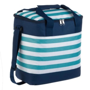 Geanta Izoterma pentru alimente, Capacitate 15L, Dimensiune 28x18x30cm, Bleu Turcoaz cu Dungi - Img 2
