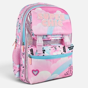 Ghiozdan Fete Scoala Primara Rainbow cu Pisicute Super Chic, Glitter, Compartiment Laptop, Spate Ergonomic, 19L, 32x17x45 cm