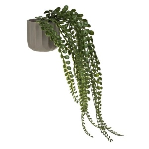 Ghiveci decorativ cu planta curgatoare artificiala, Ø8x40cm, gri/verde - Img 1