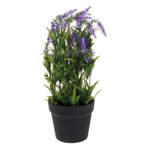 Ghiveci decorativ cu planta de lavanda artificiala, 14x38 cm, negru - Img 1