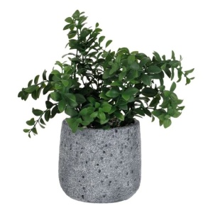 Ghiveci decorativ din ciment cu planta suculenta verde artificiala, decorate cu pietris, Ø13x30 cm, verde/gri - Img 1