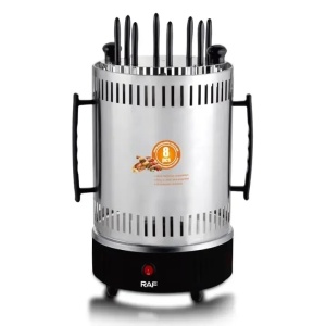 Gratar electric multifunctional, RAF R8619, 1200 W, pentru 8 frigarui, din otel, 24 x 24 x 40 cm, negru-argintiu - Img 3