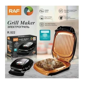 Gratar electric RAF R522, Putere 1000W, cu capac si placi antiaderente, Negru - Img 3