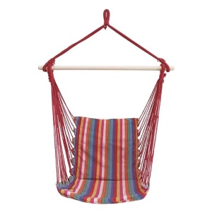 Hamac Leagăn Suspendabil cu Dungi Multicolore și Pernă, 50x100 cm - Img 1