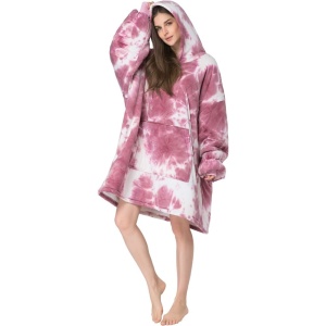 Hanorac Patura Oversize cu Gluga si Buzunar Frontal, Pufos si Cald, Multicolor, Marime Universala - Img 11