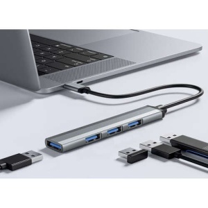 Hub USB cu 4 port-uri,Corp din aluminiu,Gri - Img 5