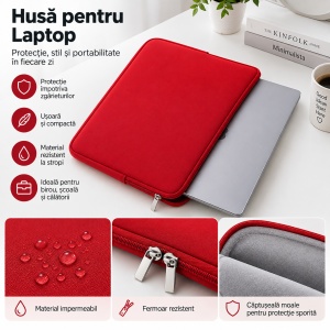Husa de protectie si transport laptop, Dimensiune 15.6 inch, Design slim si portabil - Img 12