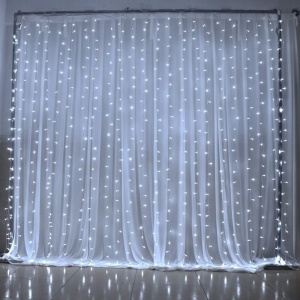 Instalatie Tip Perdea, Cablu Negru, 480 LED-uri, IP65, 6 x 2m, Lumina Alba Calda/Rece, Albastra, Multicolora - Img 11