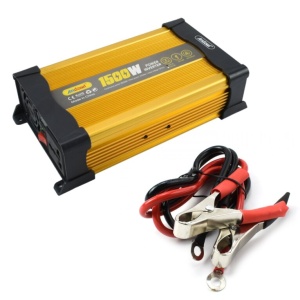 Invertor de tensiune auto Andowl KS1500, 1500W, 12V, 220V, 26 x 11 x 6.5cm, auriu - Img 1