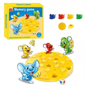 Joc de memorie, cu Soaricei si branza, pentru copii 3+, 26x24x4 cm, galben - Img 4