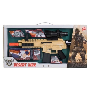 Jucarie arma tip mitraliera, cu sunete si lumina, 7 accesorii de lupta incluse - Img 3